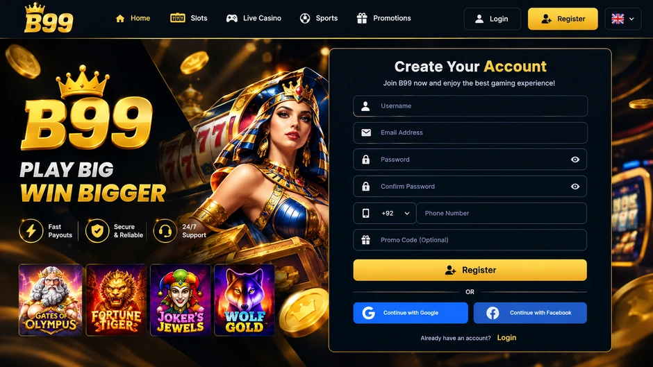 B99 Register and play page